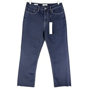 Vigoss Women's Stevie Straight Stretch Raw Hem Blue Crop Denim Jeans Size 29 NWT